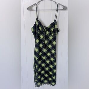 BP Green Plaid Spaghetti Strap Mid-length Dress Size S